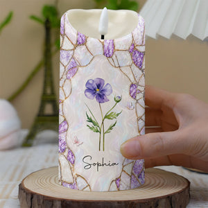 To My Daughter In Law Gift Of You Birth Month Flower - Personalized Custom LED Candle - DILA256_LECA