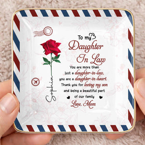 To My Daughter In Law More Than Just A Daughter Flower Envelope - Personalized Custom Jewelry Dish, Ceramic Dish, Square Shape - DILA333_SCRF