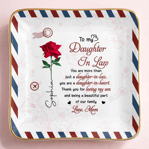 To My Daughter In Law More Than Just A Daughter Flower Envelope - Personalized Custom Jewelry Dish, Ceramic Dish, Square Shape - DILA333_SCRF