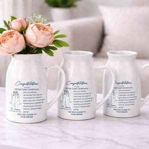 Congratulations On Your White Coat Ceremony With Medical Uniform Design - Personalized Ceramic Flower Vase