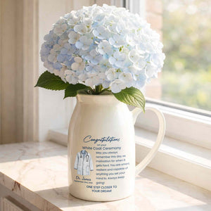 Congratulations On Your White Coat Ceremony With Medical Uniform Design - Personalized Ceramic Flower Vase