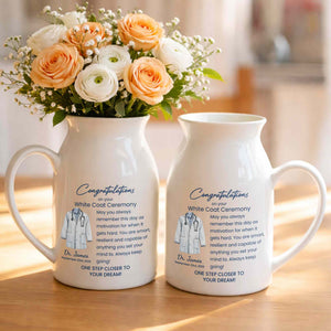 Congratulations On Your White Coat Ceremony With Medical Uniform Design - Personalized Ceramic Flower Vase