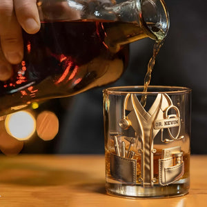Oops I Mean Effing Quitter Happy Retirement Physician Lab Coat - Personalized Whiskey Glass - DOC140_PRIWI
