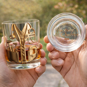 Oops I Mean Effing Quitter Happy Retirement Physician Lab Coat - Personalized Whiskey Glass - DOC140_PRIWI