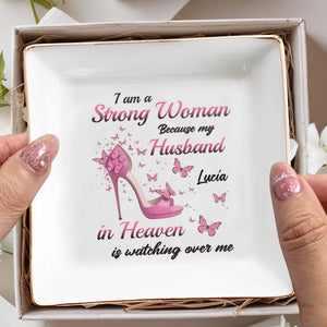 Strong Woman With High Heel And Butterflies - Personalized Custom Jewelry Dish - DTG002_SCRD