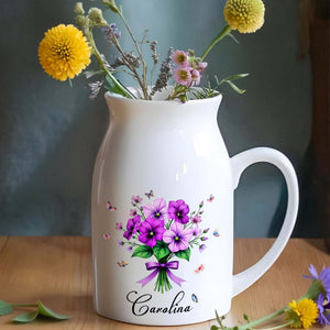 Create a Beautiful Centerpiece With This Ceramic Flower Vase, Flowers and Butterflies - Personalized Ceramic Flower Vase