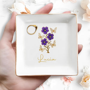 Brighten Up Your Day With Beautiful Flowers And Butterflies - Personalized Custom Jewelry Dish, Square Ceramic Dish - DTG032_SCRD