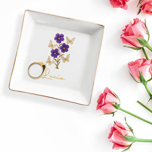 Brighten Up Your Day With Beautiful Flowers And Butterflies - Personalized Custom Jewelry Dish, Square Ceramic Dish - DTG032_SCRD