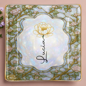 Capture The Essence Of Elegance, Flowers - Personalized Custom Jewelry Dish, Ceramic Dish, Square Shape - DTG045_SCRF