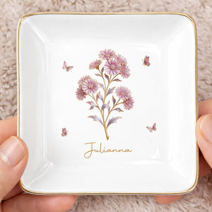 Celebrate Beauty And Elegance With Flowers And Butterflies - Personalized Custom Jewelry Dish, Square Ceramic Dish - DTG074_SCRD
