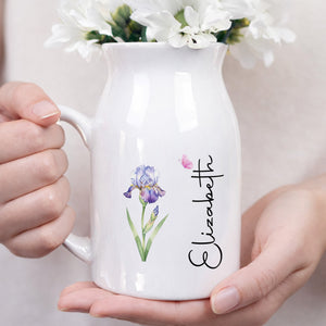 Adorn Your Home With Charm, Elegant Flowers and Butterflies Vase - Personalized Ceramic Flower Vase
