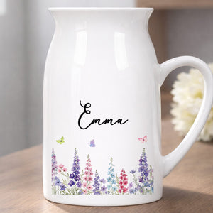 A Beautiful Garden Of Birth Month Flowers And Butterflies - Personalized Ceramic Flower Vase