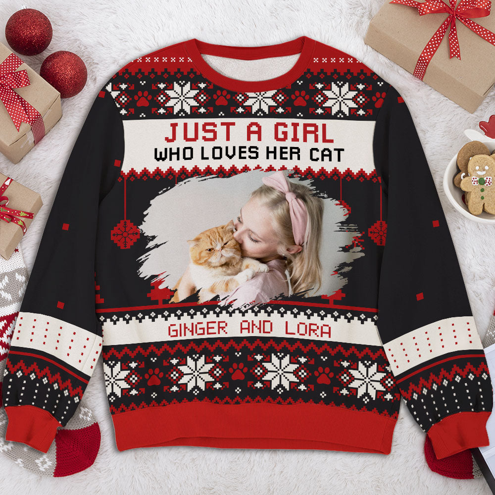 Merry Woofmas Girl Photo - Personalized All-Over-Print Sweatshirt