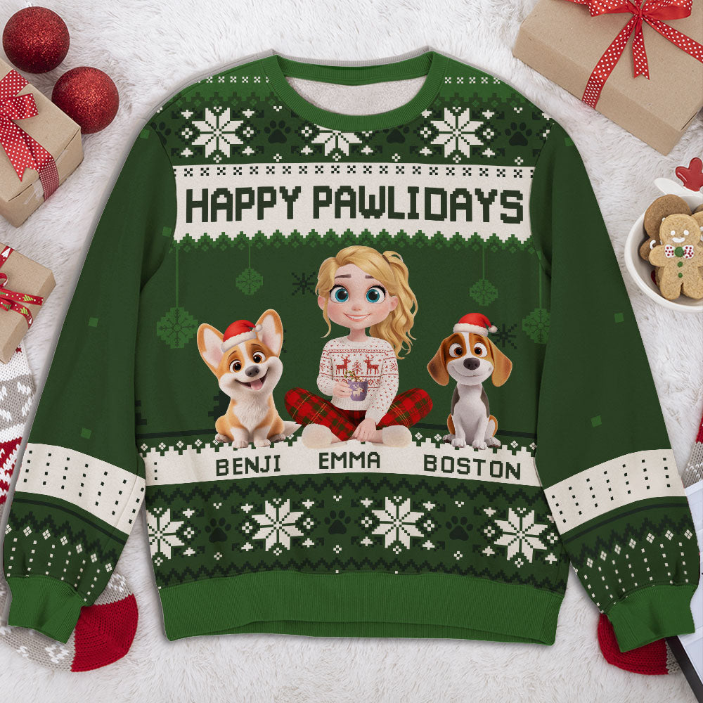 Pawlidays With Fur Baby Cartoon - Personalized All-Over-Print Sweatshirt