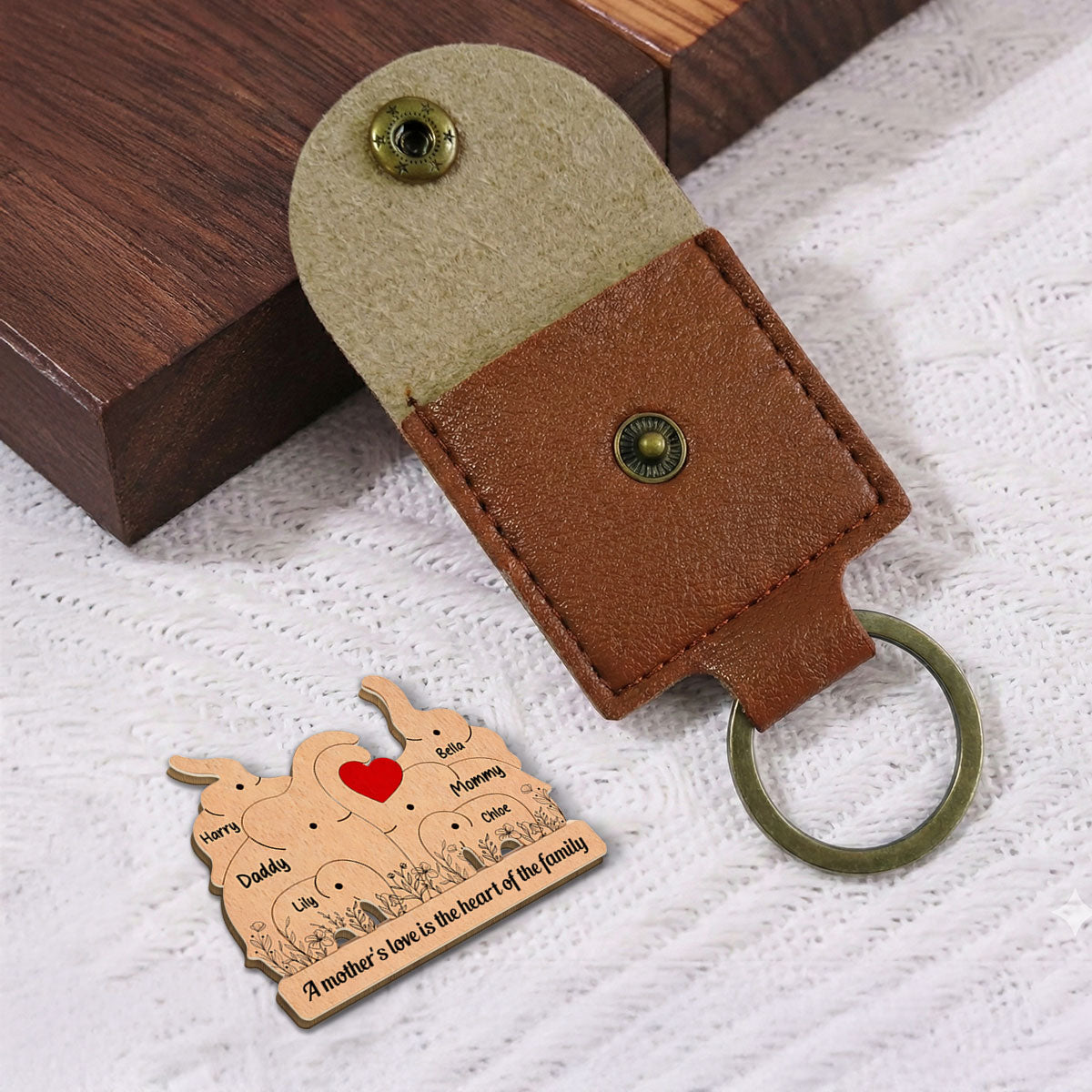 The Love Of A Mother - Personalized Wooden Pocket Hug - Christmas Gift For Wife