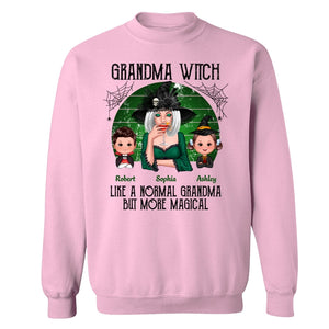 Green Retro Grandma Witch Personalized Sweatshirt - Light Pink