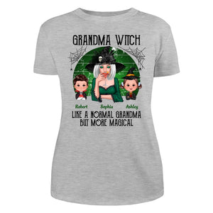 Green Retro Grandma Witch Personalized Women Tee - Ash