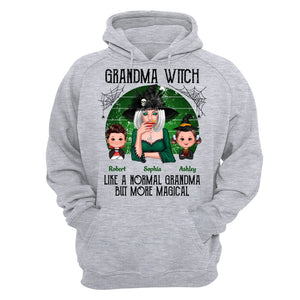 Green Retro Grandma Witch Personalized Hoodie - Ash