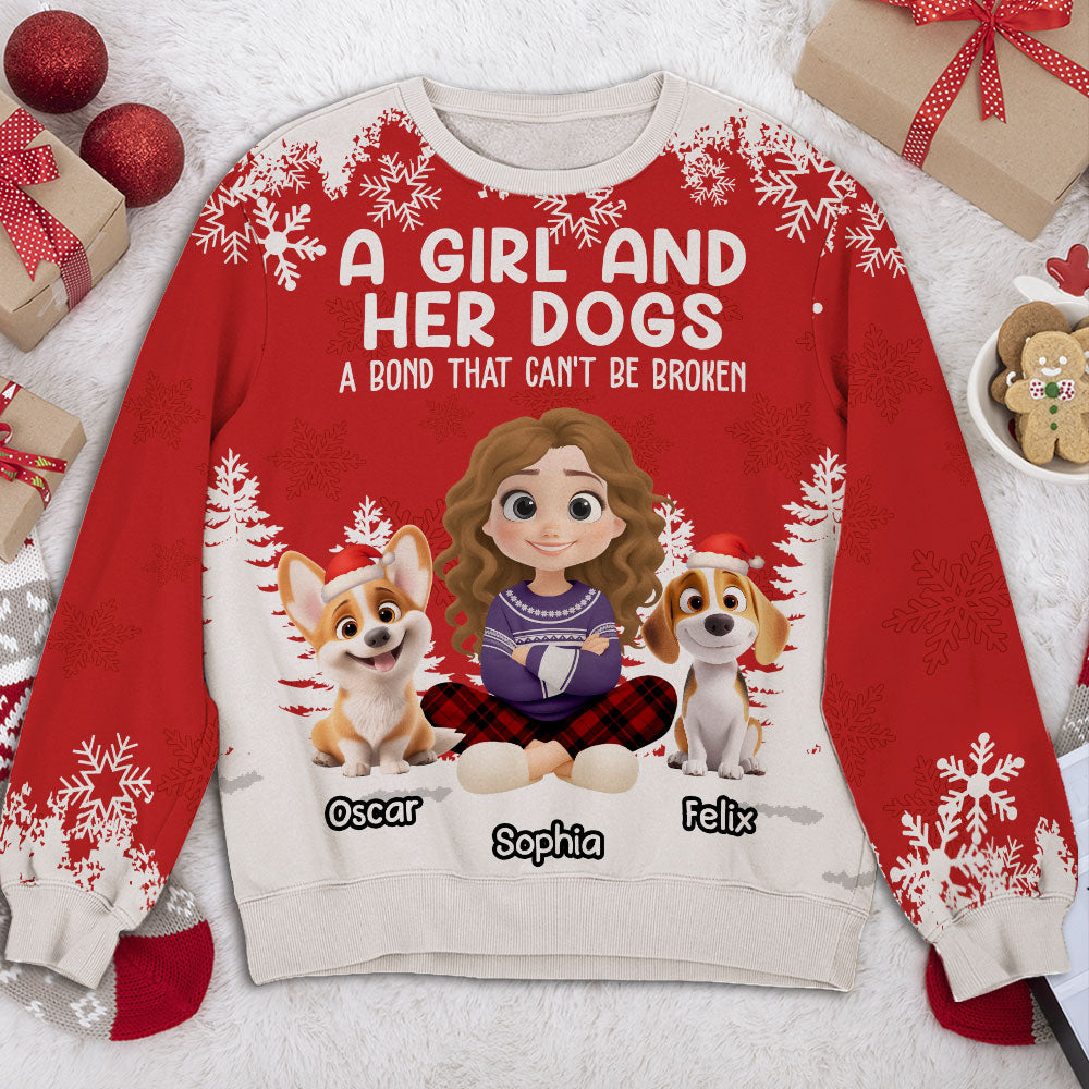 Christmas 2025 A Girl And Her Dog - Personalized All-Over-Print Sweatshirt