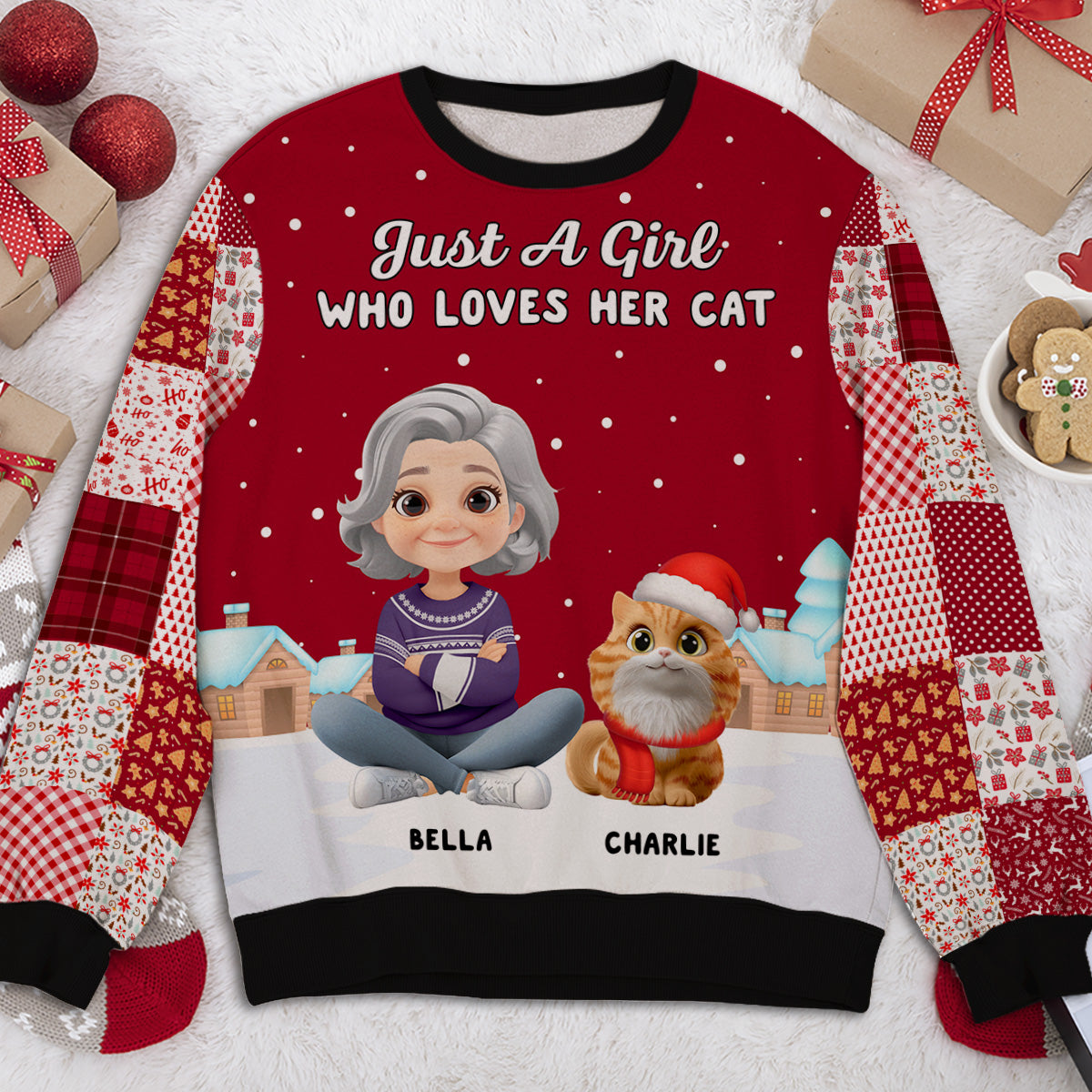 Cat Mom Mum Colorful Square - Personalized All-Over-Print Sweatshirt