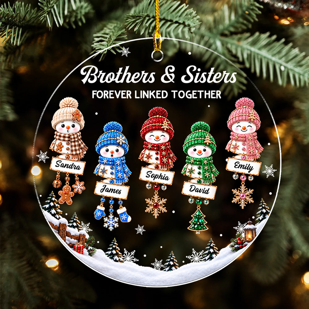 Snowman Siblings ornament on Christmas tree