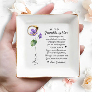 Granddaughter Always Remember You Are Braver Inspirational Quote - Personalized Custom Jewelry Dish - FAM016_SCRD