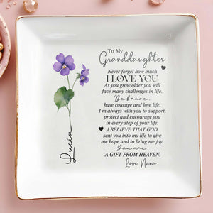 To My Granddaughter A Gift From Heaven - Personalized Custom Jewelry Dish - FAM053_SCRD