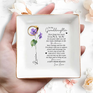 To My Granddaughter A Gift From Heaven - Personalized Custom Jewelry Dish - FAM053_SCRD