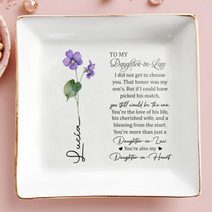 To My Daughter-In-Law You're Also My Daughter-In-Heart - Personalized Custom Jewelry Dish - FAM058_SCRD