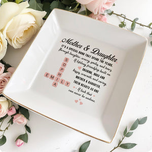 Mother & Daughter Lifelong Friendship With Hearts - Personalized Custom Jewelry Dish - FAM213_SCRD