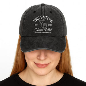 Social Club Sophie's Bachelorette Celebration Cap - Personalized Custom Washed Denim Cap - FAM468_WDCAP
