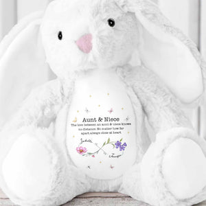 The Love Between An Aunt & Niece, Flowers And Butterflies - Personalized Stuffed Bunny - FAM744_BUN