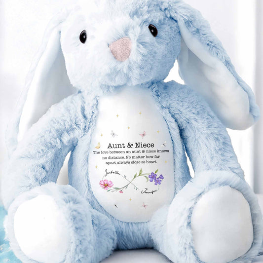 The Love Between An Aunt & Niece, Flowers And Butterflies - Personalized Stuffed Bunny - FAM744_BUN