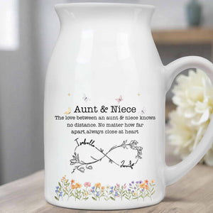 Love Between Aunt & Niece, Flowers And Butterflies - Personalized Ceramic Flower Vase