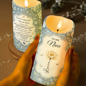 To My Niece, Flower And Butterflies Design - Personalized Custom LED Candle - FAM747_LECA