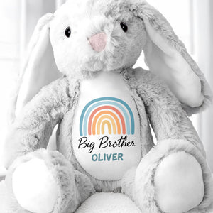 Big Brother Colorful Rainbow Design Plush Toy - Personalized Stuffed Bunny - FAM835_BUN