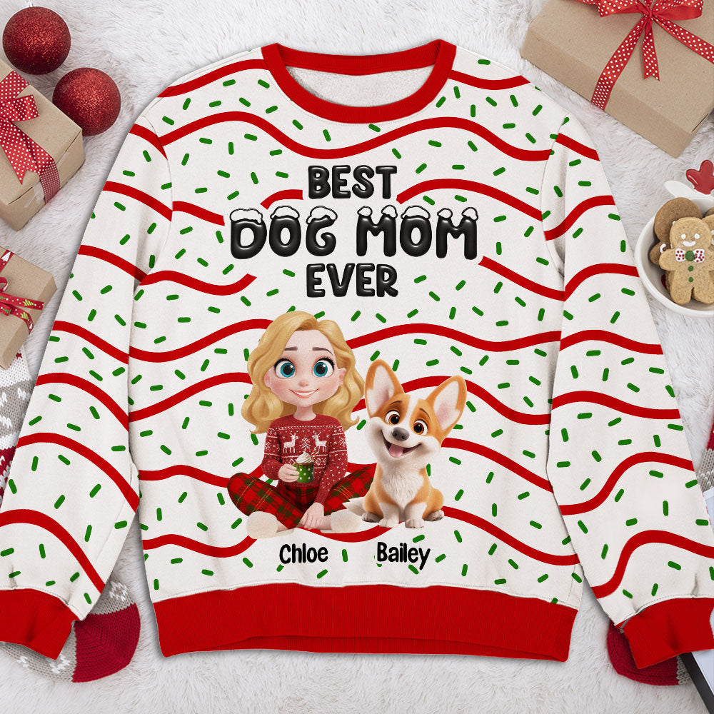 Best Dog Mom Cake Cartoon - Personalized All-Over-Print Sweatshirt