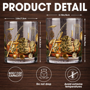 Customizable Fishing Enthusiast's Whiskey Glass - Personalized Custom Whiskey Glass - FISH016_RWG