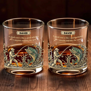 A Good Cast Is Like A Good Whiskey, Whiskey Glass For Fishing Enthusiasts - Personalized Custom Whiskey Glass - FISH020_RWG