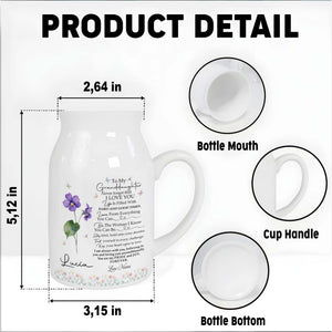 To My Granddaughter, Pride And Joy With Flowers And Hearts - Personalized Ceramic Flower Vase