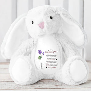 To My Granddaughter, Whenever You Feel Overwhelmed, Remember Who You Are, Flowers - Personalized Stuffed Bunny - FM032_BUN