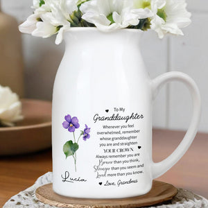 Straighten Your Crown Granddaughter Flower Vase - Personalized Ceramic Flower Vase
