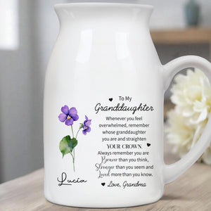 Straighten Your Crown Granddaughter Flower Vase - Personalized Ceramic Flower Vase