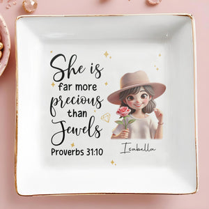 Far More Precious Than Jewels - Personalized Custom Jewelry Dish - FTH007_SCRD