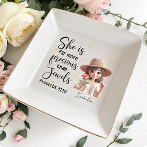 Far More Precious Than Jewels - Personalized Custom Jewelry Dish - FTH007_SCRD