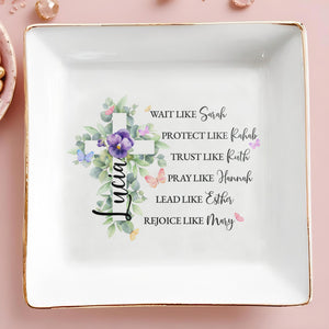 Religious Sentiments With Beautiful Flowers Design - Personalized Custom Jewelry Dish - FTH019_SCRD