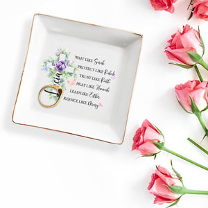 Religious Sentiments With Beautiful Flowers Design - Personalized Custom Jewelry Dish - FTH019_SCRD