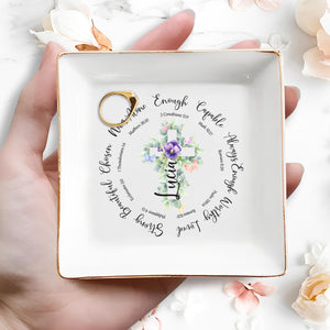 You Are Chosen, Never Alone, Spiritual Quotes With Flowers - Personalized Custom Jewelry Dish - FTH022_SCRD