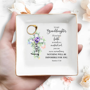 Faith Mustard Seed Move Mountains Inspirational Quote - Personalized Custom Jewelry Dish - FTH023_SCRD