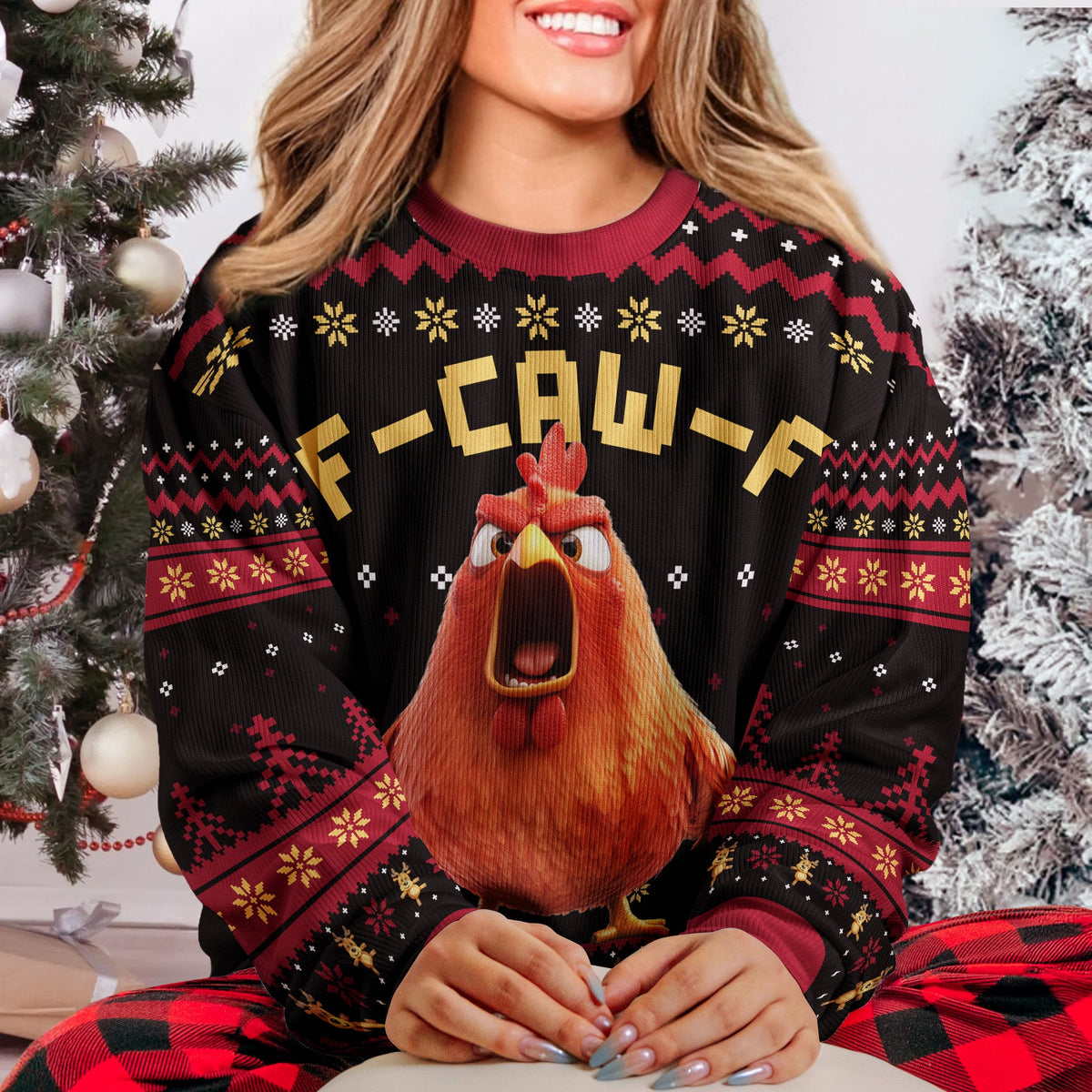 Funny Ugly Sweater For Xmas Party - Humorous F-Caw-F - Personalized Ugly Sweater - Christmas Gift For Her, Him